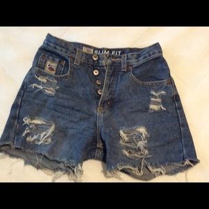 Cutoff denim shorts